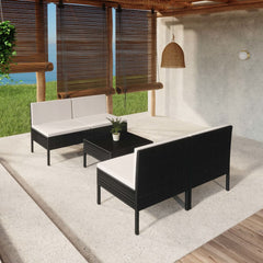 Garden Lounge Set Black, Cream white