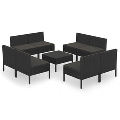 Garden Lounge Set Black PE rattan Modular Garden Lounge Set