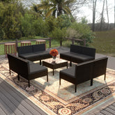 Garden Lounge Set Black PE rattan Modular Garden Lounge Set