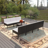 Garden Lounge Set Black, Cream White