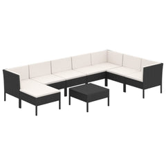 Garden Lounge Set Black, Cream White