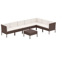 Garden Lounge Set Brown PE rattan Large Modular