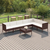 Garden Lounge Set Brown PE rattan Large Modular
