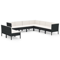 Garden Lounge Set Black PE Rattan Large Modular
