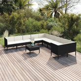 Garden Lounge Set Black, Cream White