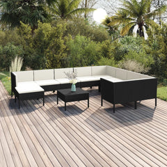 Garden Lounge Set Black and Cream White