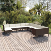 Garden Lounge Set Brown, Cream White