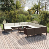 Garden Lounge Set Brown PE Rattan Large Removable Covers