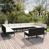 Garden Lounge Set Black PE rattan Large Modular