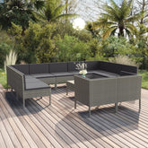 Garden Lounge Set Gray PE rattan Standard Modular