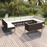 Garden Lounge Set Brown and Cream White