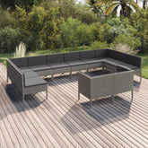 Garden Lounge Set Grey PE rattan Large Modular