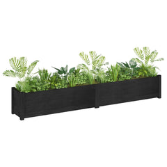 Planter Set of 2 Black Solid pinewood 78.7x12.2x12.2 in