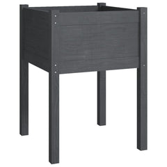 Planter Set of 2 Gray Solid pinewood Medium Durable Planter