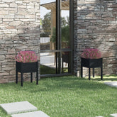 Two black solid pine wood garden planters, square shape, 19.7x19.7x27.6 inches each.