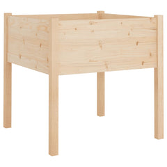 Two 27.6-inch square solid pine wood garden planters with raised legs.