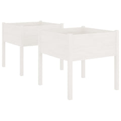 Garden Planter Set of 2 White Solid pinewood 27.6x27.6x27.6 in