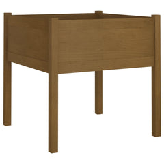 Bostome solid pine wood garden planter in honey brown, 27.6 inches square with a weather-resistant finish.