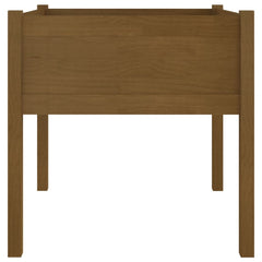 Bostome solid pine wood garden planter in honey brown, 27.6 inches square with a weather-resistant finish.