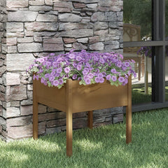 Garden Planter Honey Brown Solid Pine wood 27.6x27.6x27.6 in