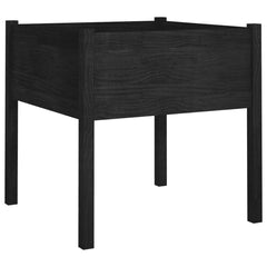Garden Planter Set of 2 Black Solid Pine wood Large Planters
