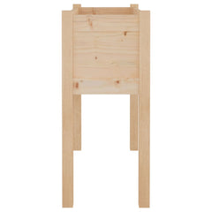 Square solid pine wood garden planter on legs, measuring 27.6x12.2x27.6 inches.
