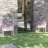 Garden Planter Set of 2 White Solid Pinewood Standard Durable