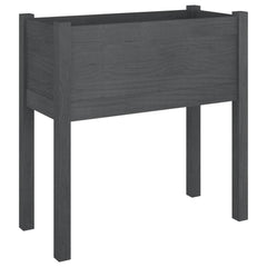 Garden Planter Grey Solid Pinewood Medium Garden Planter