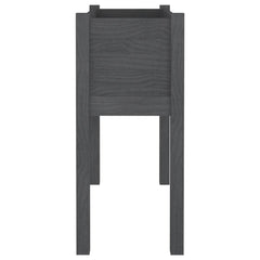 Garden Planter Set of 2 Grey Solid Pinewood Large Durable