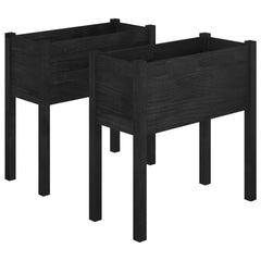 Garden Planter Set of 2 Black Solid pinewood