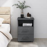Bedside Cabinet Dark Grey Solid pine, MDF 15.7 x 13.8 x 24.4 in