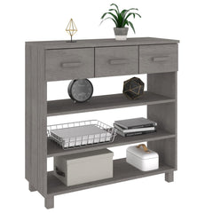 Console Table Light Grey Solid Pine Wood, MDF Console Table
