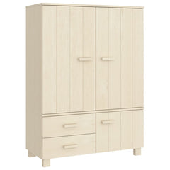 Wardrobe Honey Brown Solid Pinewood Medium Wardrobe Rectangular
