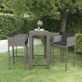 Garden Bar Set Gray, Dark Gray PE rattan, steel Medium Footrest