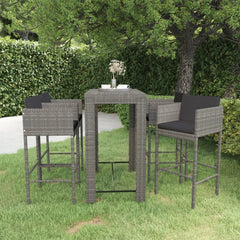 Garden Bar Set Gray, Dark Gray PE rattan, steel Medium Footrest