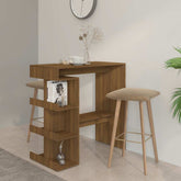 Bar Table Brown Oak Engineered Wood Medium Storage Bar Table