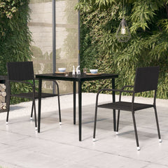 Garden Dining Table Black Powder-coated steel, glass