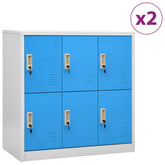 Locker Cabinet Set of 2 Light grey and blue Steel