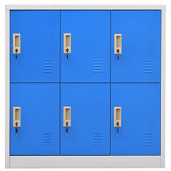 Locker Cabinet Set of 2 Light grey and blue Steel
