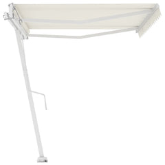 Cream freestanding automatic retractable awning with aluminum frame and 157.5x118.1 size
