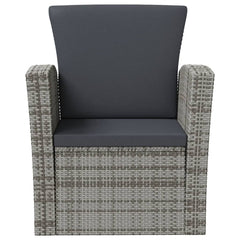 Garden Lounge Set Poly rattan color: Grey, Cushion color: Dark grey