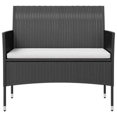 Garden Lounge Set Black PE rattan, powder-coated steel, glass
