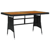 Garden Table Black Poly Rattan & Solid Acacia Wood Medium Durable
