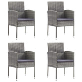 Garden Chair Set of 4 Dark Grey PE Rattan, Steel, Polyester