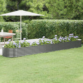 Garden Raised Bed Grey Powder-Coated Steel Extra Long Durable