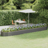 Garden Raised Bed Grey Powder-Coated Steel Large Durable