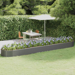 Garden Raised Bed Grey Powder-Coated Steel Large Durable