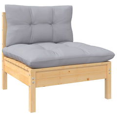 3-seater Garden Sofa Grey, Natural wood
