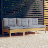3-seater Garden Sofa Grey, Natural wood