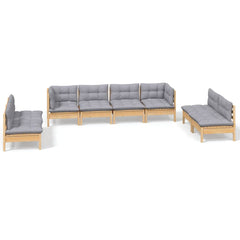 Garden Lounge Set Grey Solid pinewood, fabric (100% polyester)